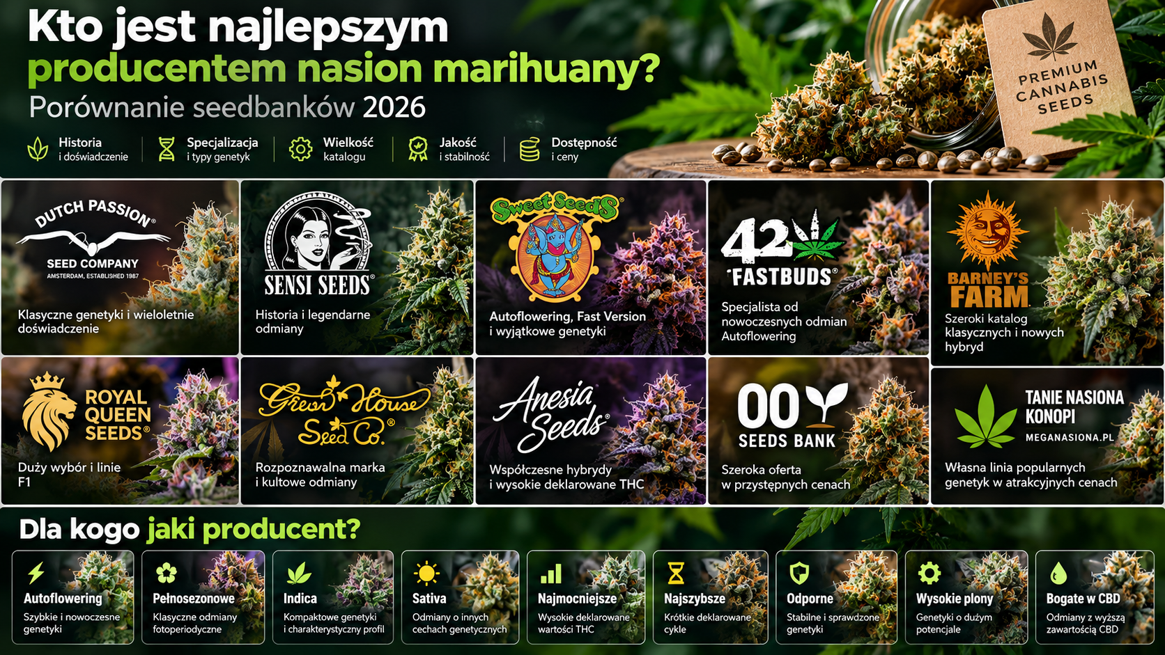 Kto jest najlepszym producentem nasion marihuany? Porównanie seedbanków 2026