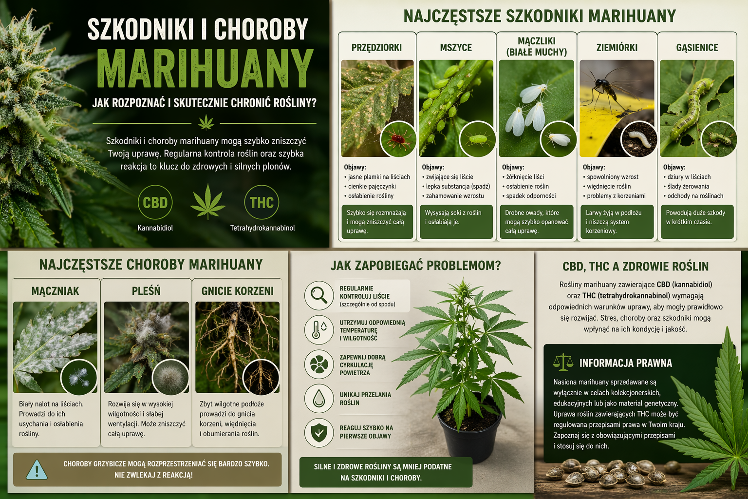 choroby marihuany przędziorki mszyce