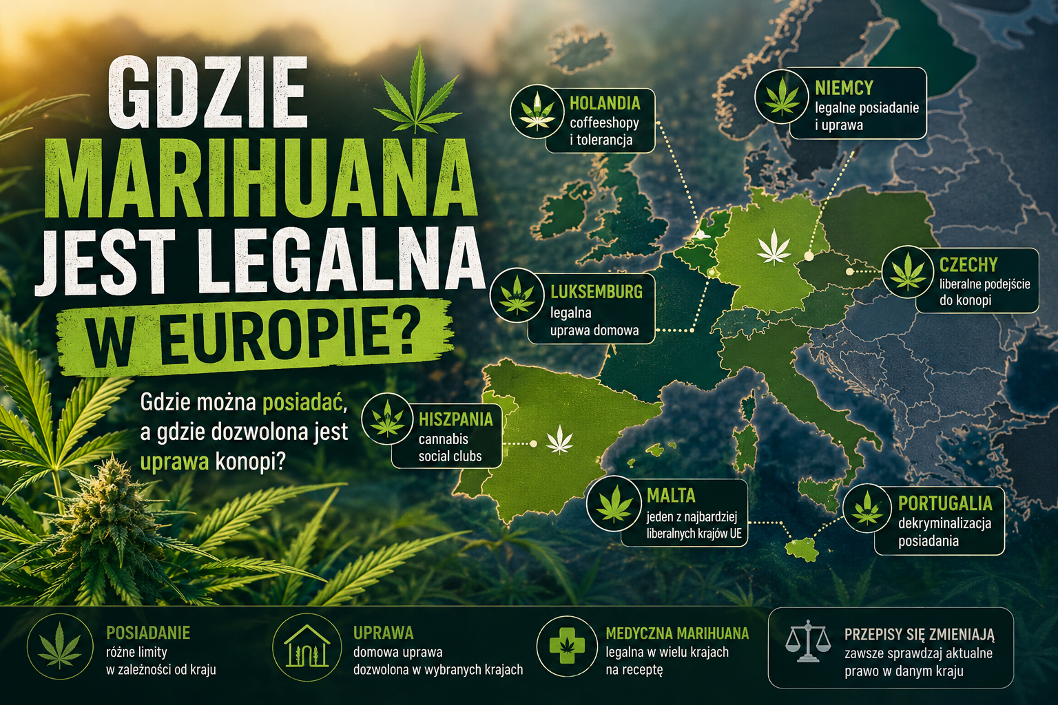 Gdzie marihuana jest legalna w Europie? Gdzie można ją posiadać i gdzie legalna jest uprawa?